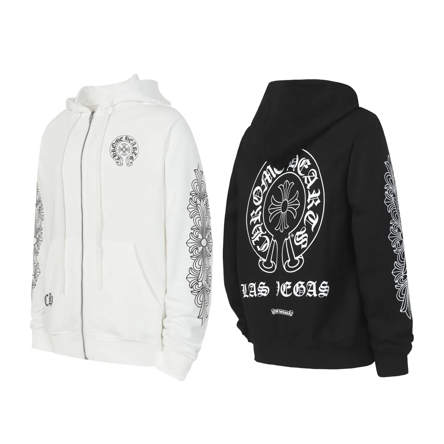 P240 Cross-border model, please do not place an order if you are pursuing quality -Chrome Hearts/Chrome Hearts 25ss Hong Kong Limited Scroll Horseshoe Print Zipper Sweater Cardigan Jacket -High weight, high density and high quality. The wool is soft, delicate and skin-friendly. It feels soft and silky. It has excellent warmth and skin-friendly properties. -Size: S M L XL